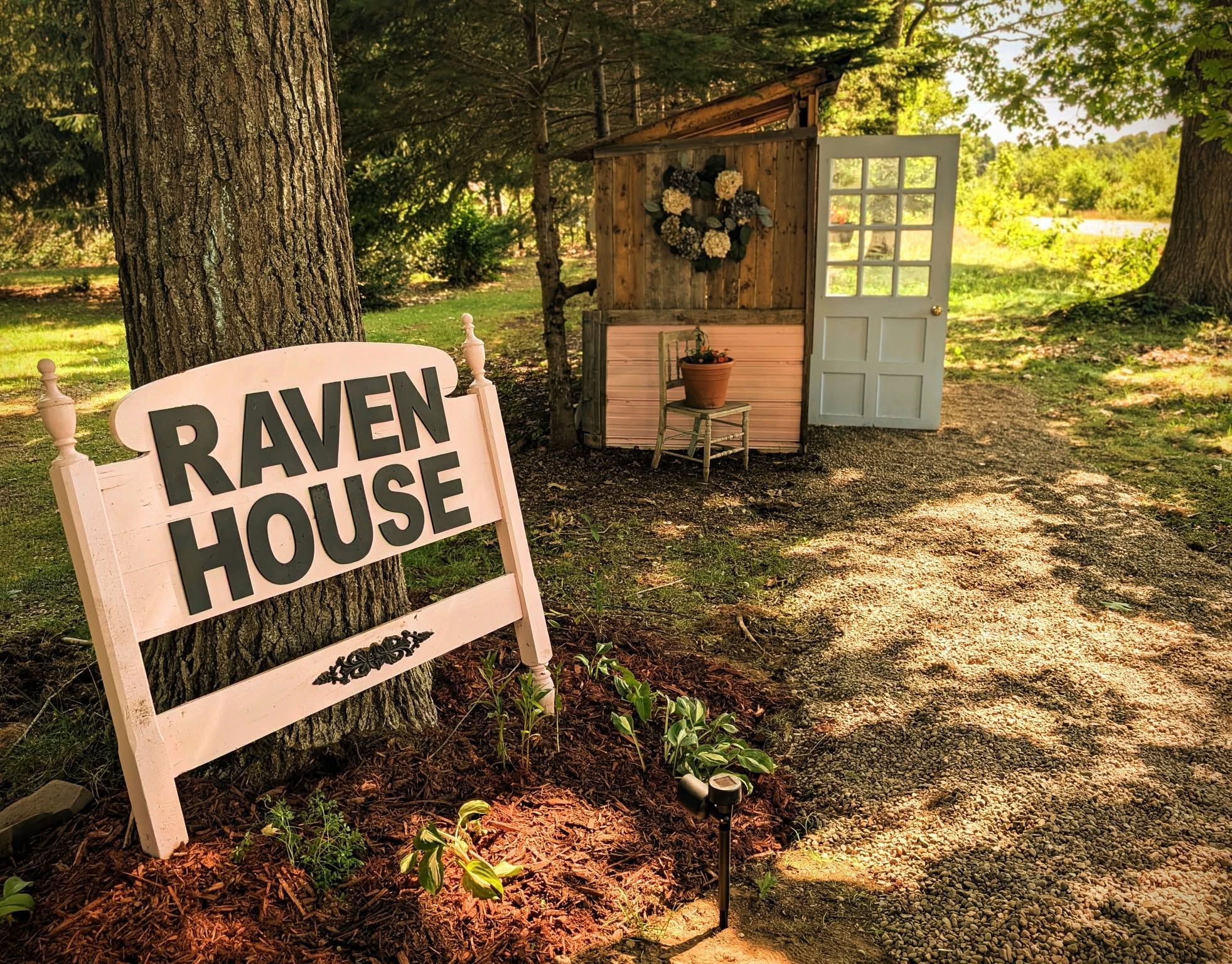The Raven House sign