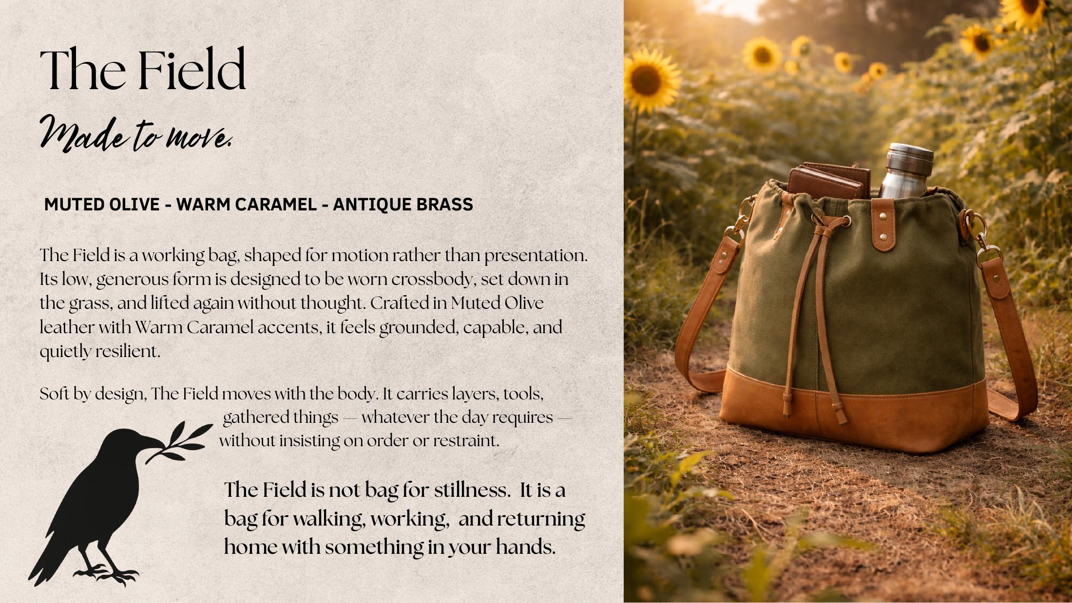 The Field — crossbody working bag in muted olive