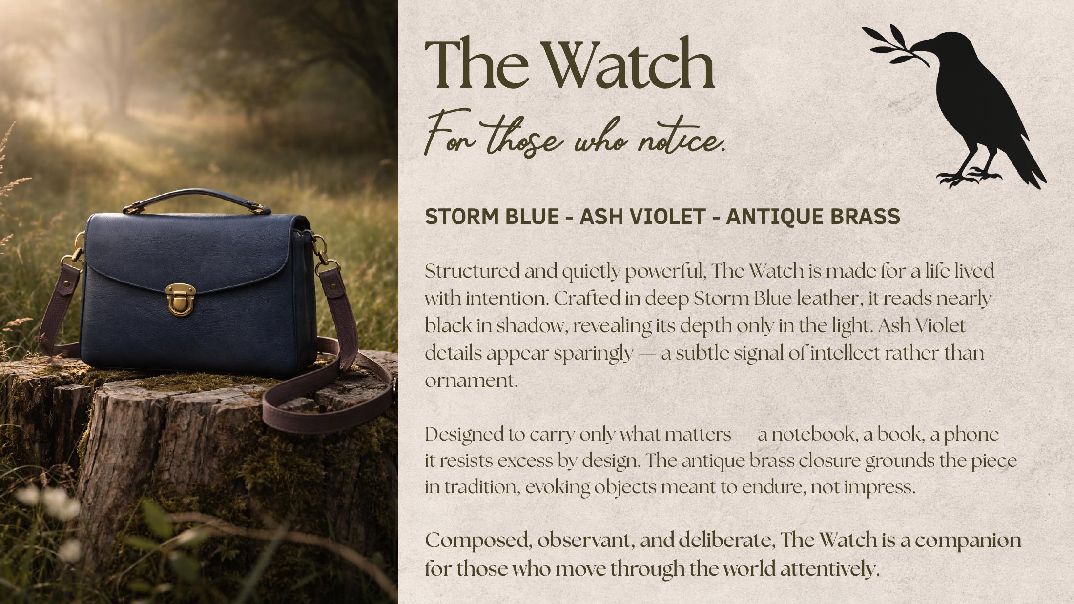 The Watch — structured leather bag in storm blue